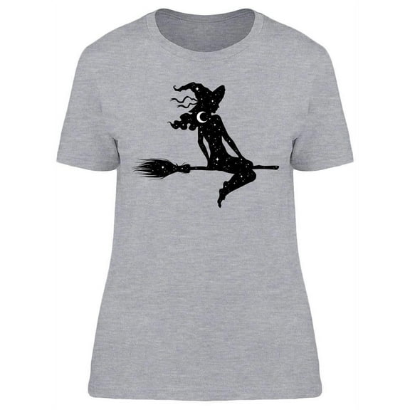 Witch Girl On A Broom T-Shirt Women -Image by Shutterstock, Female XX-Large