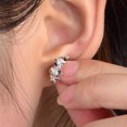 thumbnail image 3 of Ayyufe Women Shiny Rhinestone Flower Silver Plated Hoop Earrings Ear Clips for Party, 3 of 7