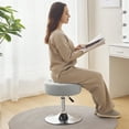 thumbnail image 4 of Furniliving Modern Adjustable Vanity Stool, Swivel Makeup Chairs, Velvet Round Ottoman, Light Grey, 4 of 13