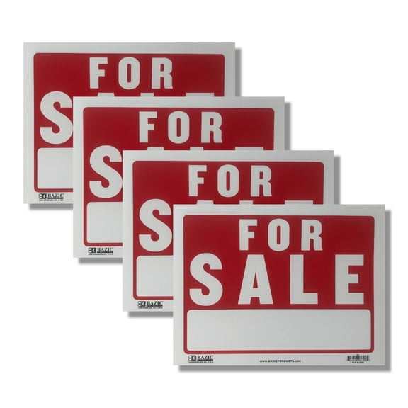 4 Pack - FOR SALE Sign 9x12" inch Weatherproof Plastic Sell Cars, Property, Garage sales