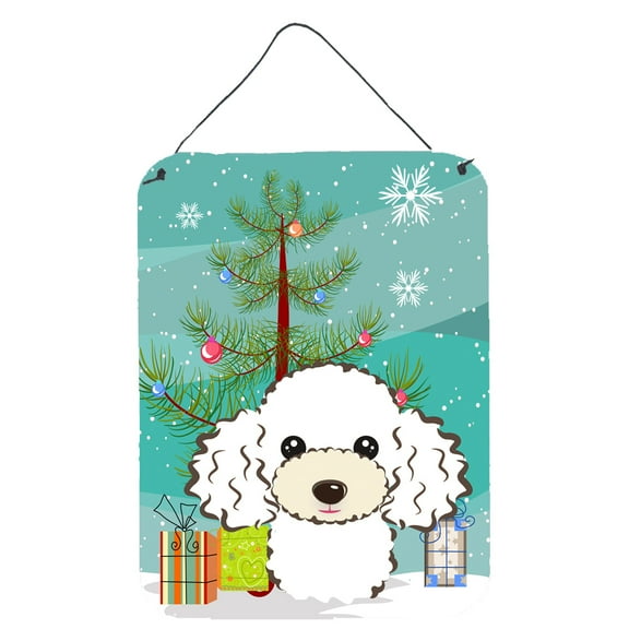 Caroline's Treasures BB1629DS1216 Christmas Tree and White Poodle Wall or Door Hanging Prints, 12x16, multicolor
