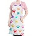 thumbnail image 5 of Colorful Dog Paw Footprint Apron-Garden Aprons for Women with Pockets-Cotton Linen Waterproof Kitchen Cooking Gardening Aprons Adjustable for Kitchen,Cooking,BBQ and Salon 33x27 Inch, 5 of 7