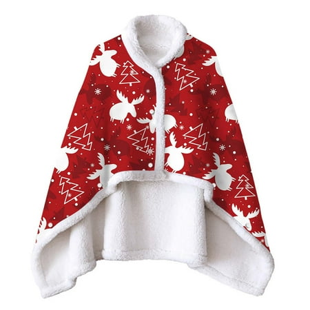 

Floleo Girls Kids Outfits Thick Double Sided Blankets Christmas Baby Blanket Warm Cardigan Cape Wearable Fleece With Sleeves Soft Plush Throw Wrap Cover
