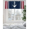 thumbnail image 2 of Coastal Nautical Anchor Kitchen Valances for Windows Vintage Red Blue Striped Valance Curtains&nbsp; for Kitchen /Living Room/Bedroom/ Bathroom Decor, 42"x12 " ,Rod Pocket 1 Panel,, 2 of 7