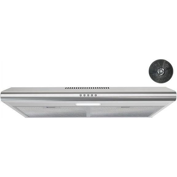 Streamline 30 in. Moncalieri Ductless Undermount Range Hood in Brushed Stainless Steel with Mesh Filters, Push Button Control, LED Light