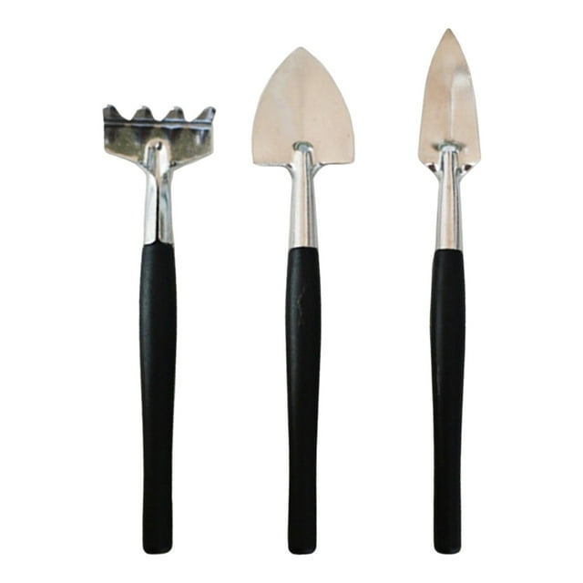 Outils de Jardinage en Acier Inoxydable, Ensemble de Trois Mini Pelles et Râteaux pour la Maison, Combinaison d'Outils pour Succulentes, Menthe, pour l'Intérieur, Plateau Durable pour Pousses, Chariot à Tournesol, Ensembles de Graines pour Oiseaux pour Adultes