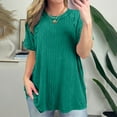 thumbnail image 2 of XuJwPNcy Womens Oversized T Shirts Summer Ribbed Knit Short Sleeve Tunic Tops Casual Loose Plus Size Tees, 2 of 7