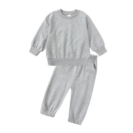 

Toddler Boys Hoodie Elastic Pants Long Sleeve Trousers Crewneck Sports Casual Suit Long Sleeve Trousers 1-6Y