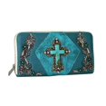thumbnail image 1 of Portefeuille Western Brodé à Fermeture Éclair, Turquoise, 1 of 1