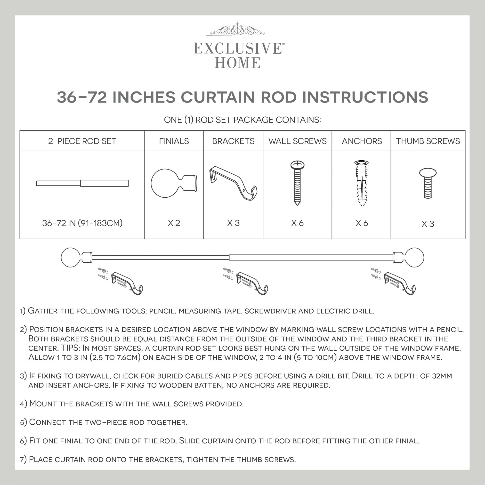 Exclusive Home Vine 1" Curtain Rod and Finial Set, Adjustable 36"-72", Gold