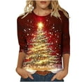 thumbnail image 2 of Abomasnow Plus Size Christmas Shirts for Women Christmas Tree Print T-Shirts Xmas Gifts Long Sleeve Crewneck Pullover Tops S-5XL, 2 of 5