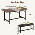 thumbnail image 2 of TROPOW Dining Table Set for 4-6, 3 Piece Large Extendable Kitchen Table Set for 6, Rectangle Kitchen Table Set with 2 Upholstered Benches for Apartment, Dining Room, Space Save, Retro Brown, 2 of 7