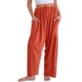 thumbnail image 2 of Qaspx Palazzo Pants for Women Casual Wide-leg Pants Loose Drawstring Sweatpants with Pockets, 2 of 7