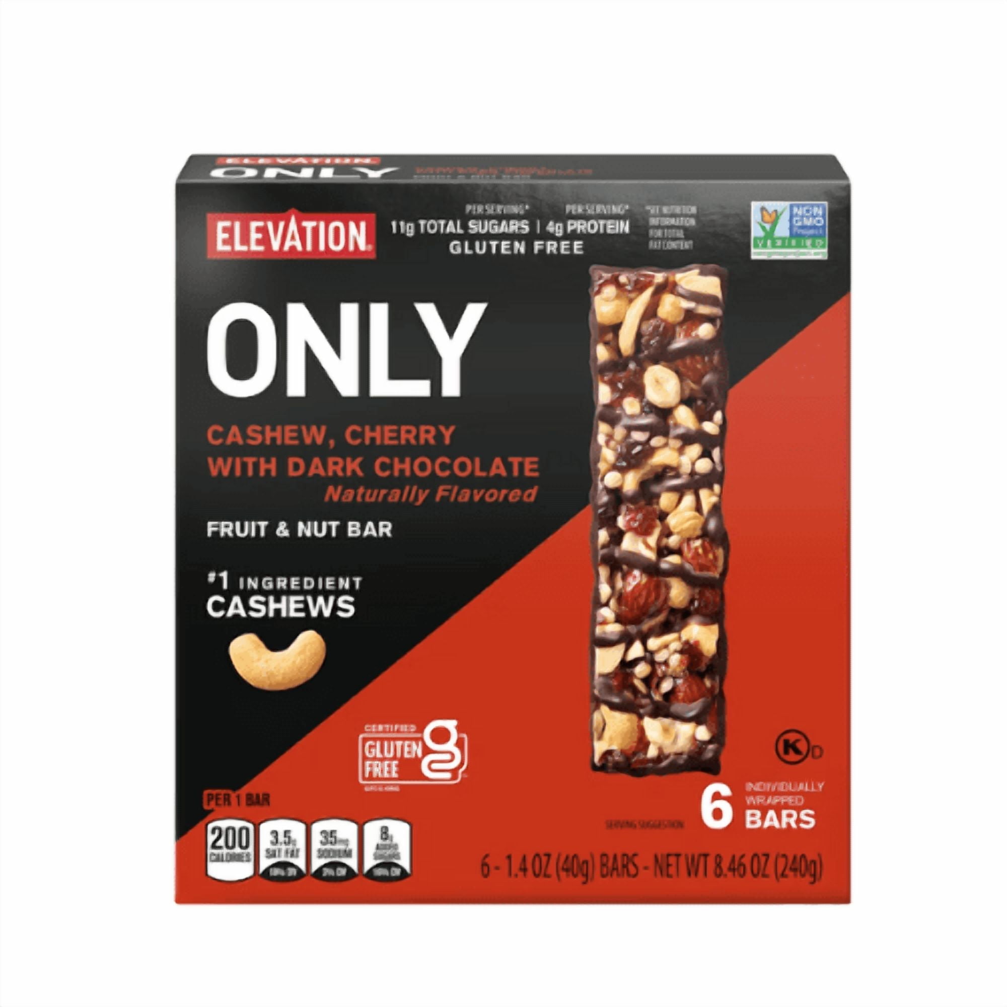 Elevation Dark Chocolate Cherry Cashew Fruit and Nut Bar, 8.4 oz Pack 2