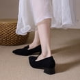 thumbnail image 3 of HomeDM Womens Low Chunky Block Heels Closed Pointy Toe Slip-On Dress Pumps Shoes for Wedding Party Work, Black Size 9, 3 of 9