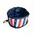 thumbnail image 2 of Aoznliie Dog Bowls, Patriotic Collapsible Woven Fabric Bowl with Carry Hook, 6x6x4 inch Portable Dog Water Bowl for Camping Walking, Red White Blue, 2 of 7