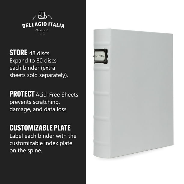 Bellagio-Italia CD/DVD Storage Binder - Full White - Leather