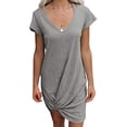 thumbnail image 3 of Chbgutlmr Summer Dresses for Women Short Sleeve Knot Front Irregular Hem Scoop Neck Dress Casual Loose Comfy Trendy Dress, 3 of 8