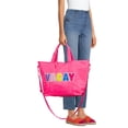 thumbnail image 5 of No Boundaries Women’s Nylon Vacay Tote and Pouch Set, Fuchsia, 2-Piece, 5 of 5