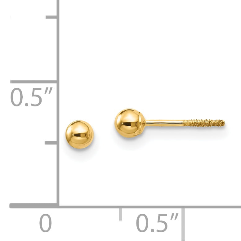 14k Yellow Gold 4mm Ball Screwback Earrings Button Fine Jewelry Gifts For Women For Her