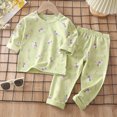 thumbnail image 2 of NOLDARES 2pcs Toddler Infant Baby Boy Fall Winter Clothes Long Sleeve Graphic Sweatshirt Tops Casual Pants Set Outfits Clothing(Green,4-5 Y), 2 of 6