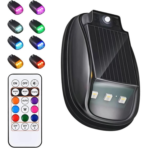 Solar Car Roof RGB Strobe Light with Remote Control, 2025 Upgrade Solar Cab Lights for Trucks, 8 Colors Smart Sensing Marker Light, Sensing Marker Lights, Wireless LED Mount