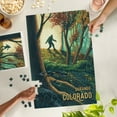 thumbnail image 3 of Lantern Press 1000 Piece Jigsaw Puzzle, Durango, Colorado, Wanderer, Bigfoot in Forest, 3 of 5