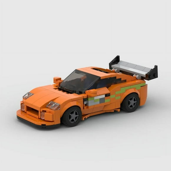 Toyota Supra Paul Walker, Fast and Furious Race Car Toy Model Building compatible with LEGO Kit, Collectible with Racer Minifigure - 370 Pieces