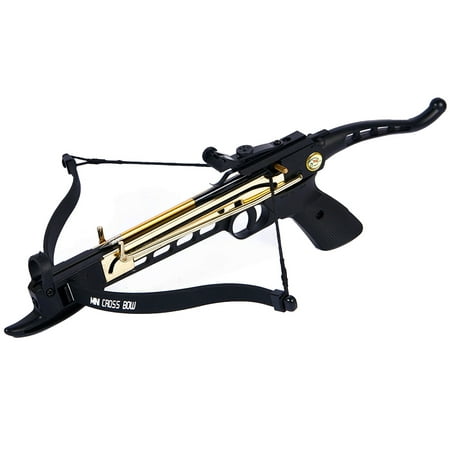 iGlow 80 lb Black / Camouflage Aluminum Self Cocking Hunting Pistol Crossbow Archery Bow +15 Bolts / Arrow +2 Strings
