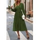 thumbnail image 4 of Vestido PRETTYGARDEN Mujer Floral Boho Cruzado Verde Militar Talla S, 4 of 7