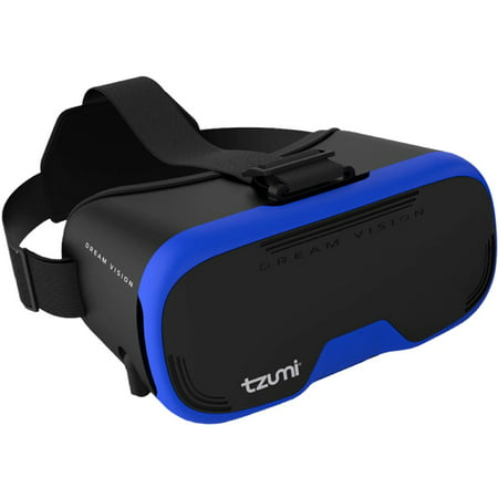 Tzumi Dream Vision Virtual Reality VR Smartphone Headset, Retractable Built-in EarBuds, Fits All Phones up to 6 inches, 360 Video Capability, Lightweight, Blue (New Open
