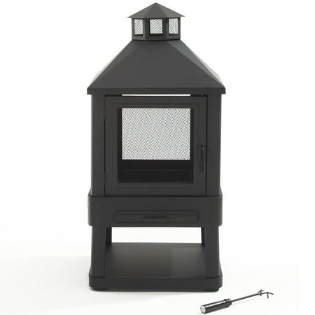 Crosley Furniture Monticello Enclosed Outdoor Fire Pit Black