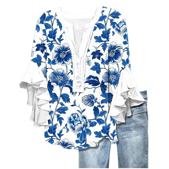 LiMoi Women's Blouse Womens Shirts Women's 3/4 Sleeve Tops Plus Women's Blouses My Reorder List Gifts