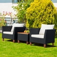 thumbnail image 4 of Patiojoy Ensemble de Mobilier de Patio en Osier 3 Pcs Ensemble de Conversation Extérieur avec Coussins et Table à Café, 4 of 10