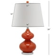 thumbnail image 3 of SAFAVIEH Eva 24 in. Orange Glass Table Lamp with Off-White Cotton Shade, Set of 2, 3 of 12