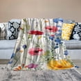 thumbnail image 2 of Creowell Floral Design Watercolor Painting Print Throw Blanket for Bed Couch Car - Soft Plush Blankets for Kids and Adults - Flannel Material Blanket for All Seasons - Various Sizes Available 50x60in, 2 of 6