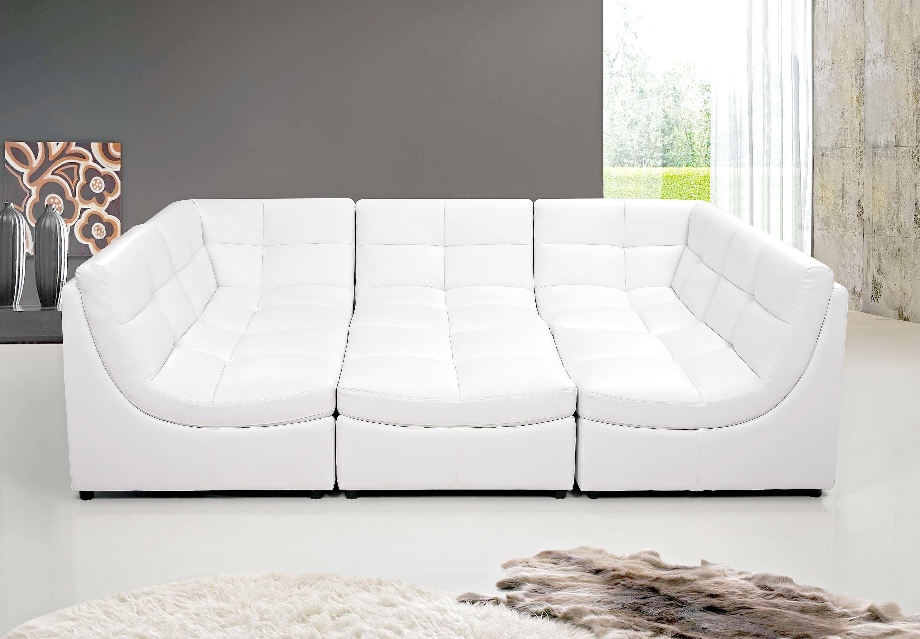 White Sectional Sofa Set Couch Bonded Leather Armless Chairs Corners White Sectional Sofa Set Couch Bonded Leather Armless Chairs Corners Ottoman Modern Living Room