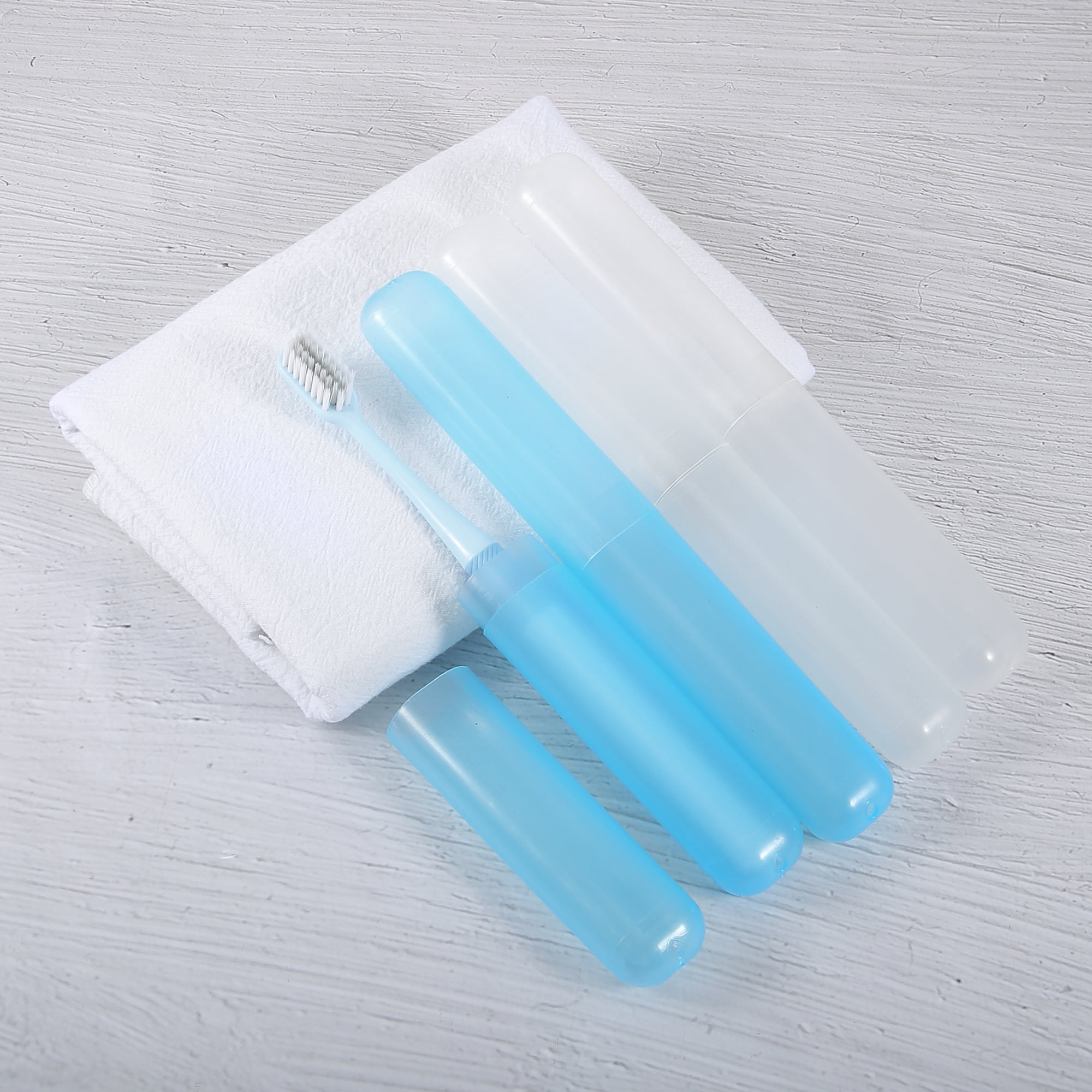 Unique Bargains 4 Pcs Toothbrush Travel Case Plastic Lightweight Holders White, Blue