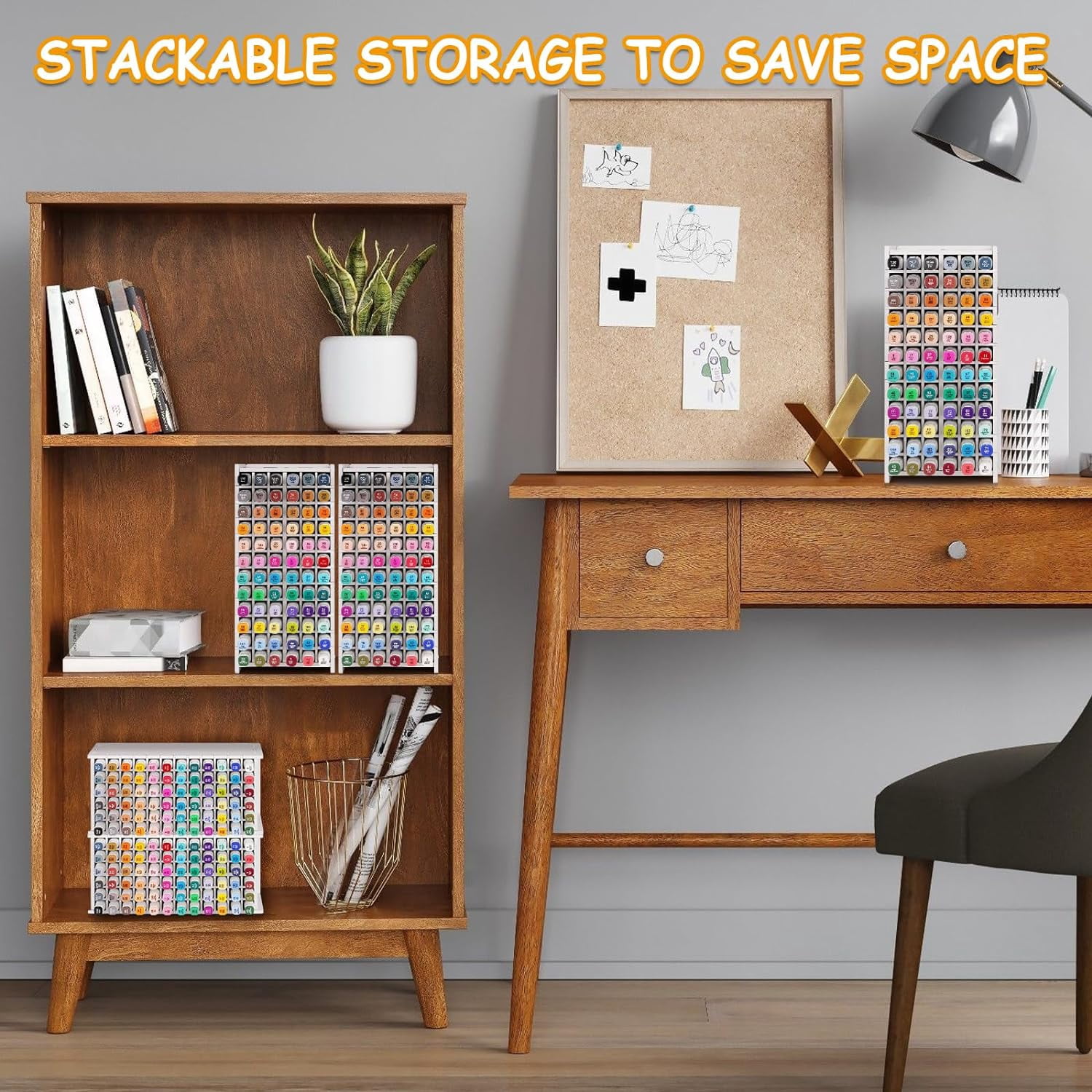 Wiher Marker Storage Organizer Marker Holder 120 Slots Marker Organizer for Desk with Removable Divider Art Marker Rack to Storage Markers Pens Colored Pencils Art Supply