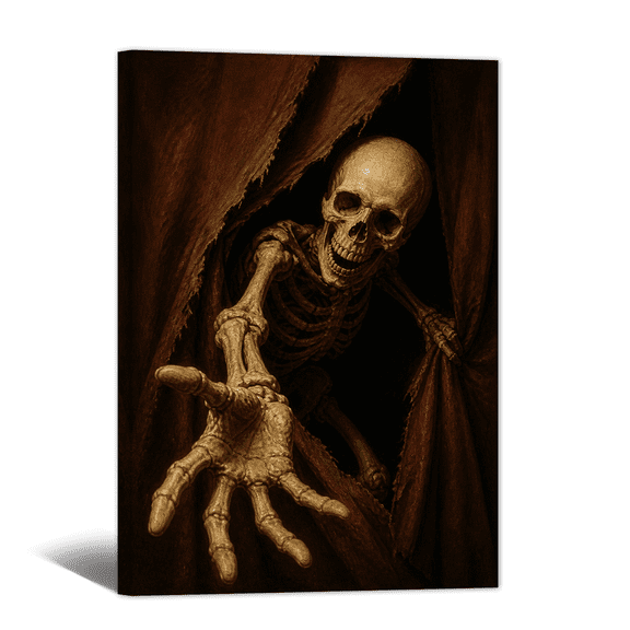 Dark Gothic Skeleton Canvas Wall Art Halloween Macabre Story Prints, Abstract Eerie Artwork Paintings for Living Room Bedroom Apartment Home Wall Decor