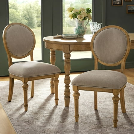 The Pioneer Woman Willa Rounded Back Dining Chairs, Set of 2, Heirloom Wheat Finish