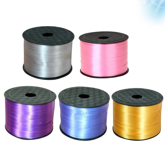 FENGGUIQU 5Pack of Plastic Balloon Ribbon Graduation Season Balloons String Ribbons Purple Navy Blue Golden Silver Pink
