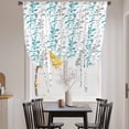 thumbnail image 3 of Teal Blue Grey Botanical Tie Up Curtains for Windows, Adjustable Balloon Window Shades, Spring Floral Summer Farmhouse Kitchen Window Treatments Farmhouse Short Curtains with Rod Pocket 42"x45", 3 of 8