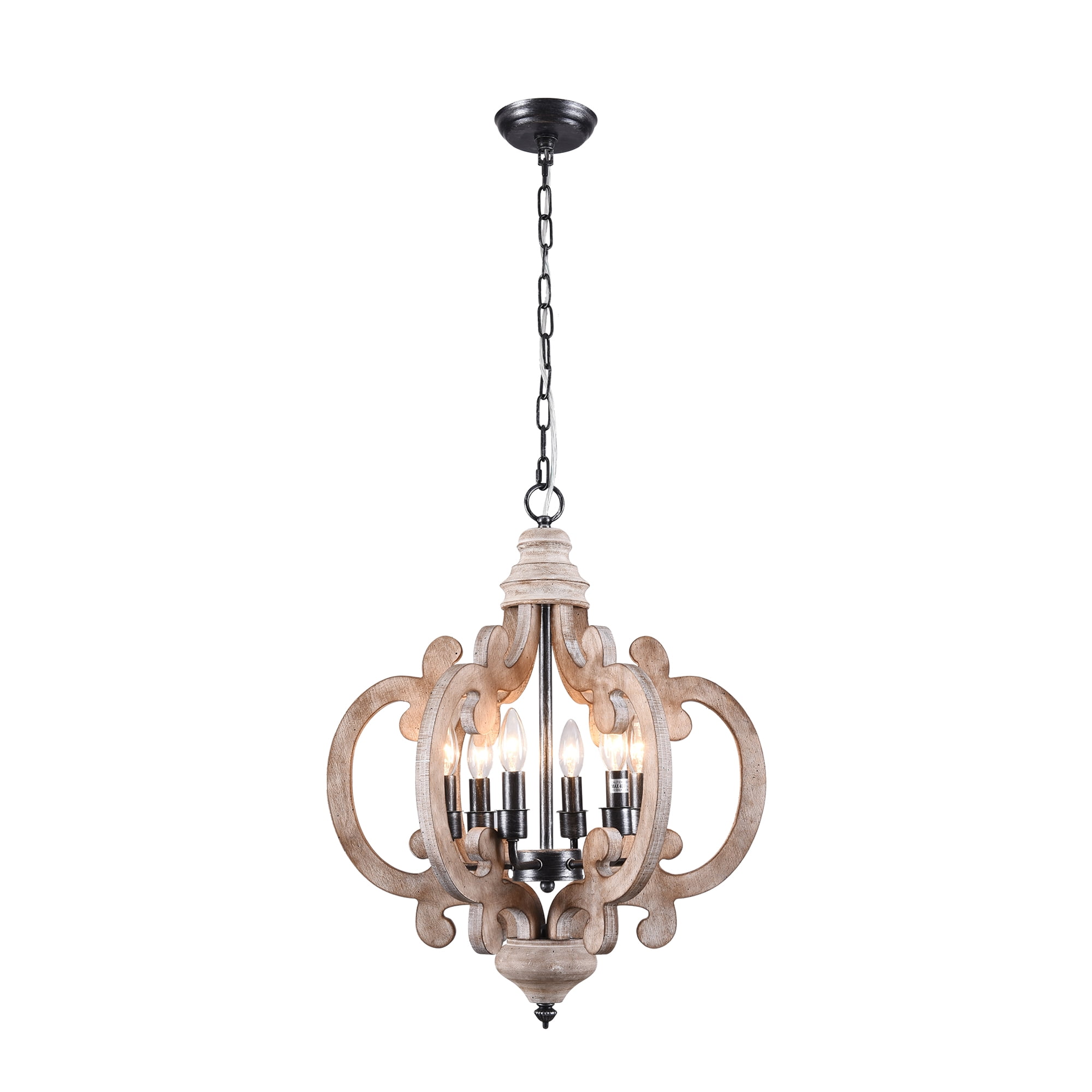 Belladepot 6-light Distressed White Wood Lantern Vintage Chandelier
