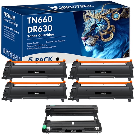 True Image Compatible TN660 Toner Cartridge & DR630 Drum Unit for Brother HL-L2340DW DCP-L2540DN MFC-2740DW (Black 4*Toner 1*Drum)