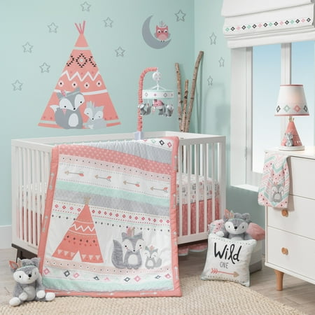 UPC: 0084122681309 | Lambs & Ivy Little Spirit 3-Piece Crib Bedding Set – Blue  Gray  White  Coral