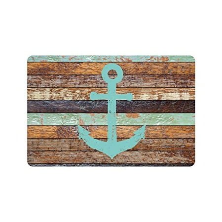 Old Door Decor MKHERT Nautical Anchor Rustic Old Barn Wood Doormat Rug Home Decor Floor Mat Bath Mat 23.6x15.7 inch ()