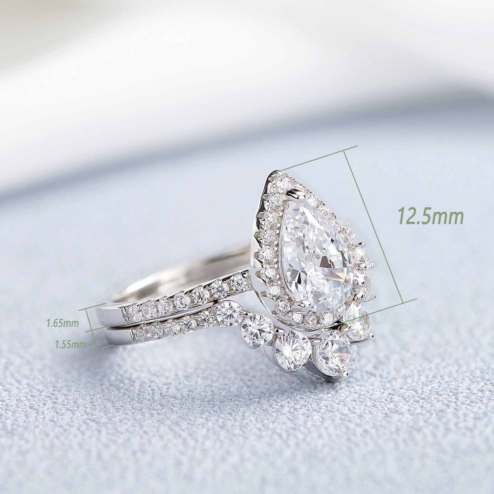 Wuziwen 3.5CT Vintage Engagement Rings Wedding Ring Set for Women 925 Sterling Silver CZ Size 7