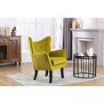 thumbnail image 3 of CAROCC Velvet Wingback Accent Chair Armchair Modern Tufted Button Vanity Chair with Wooden legs for Living Room Bedroom-Avocado, 3 of 9