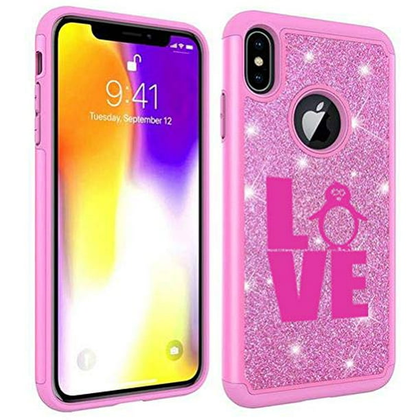 Glitter Bling Sparkle Shockproof Protective Hard Soft Case Cover For Apple Iphone Love Penguin Pink For Apple Iphone 6 Plus Iphone 6s Plus Walmart Com Walmart Com